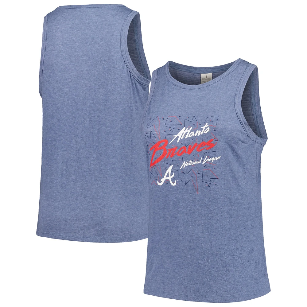 Women's Soft as a Grape Navy Atlanta Braves Plus Curvy High Neck Tri-Blend Tank Top