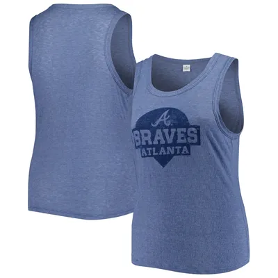 Atlanta Braves Soft as a Grape Women's Plus High Neck Tri-Blend Tank Top - Navy