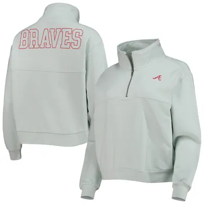 Atlanta Braves The Wild Collective Women's Two-Hit Quarter-Zip Pullover Top - Light Blue