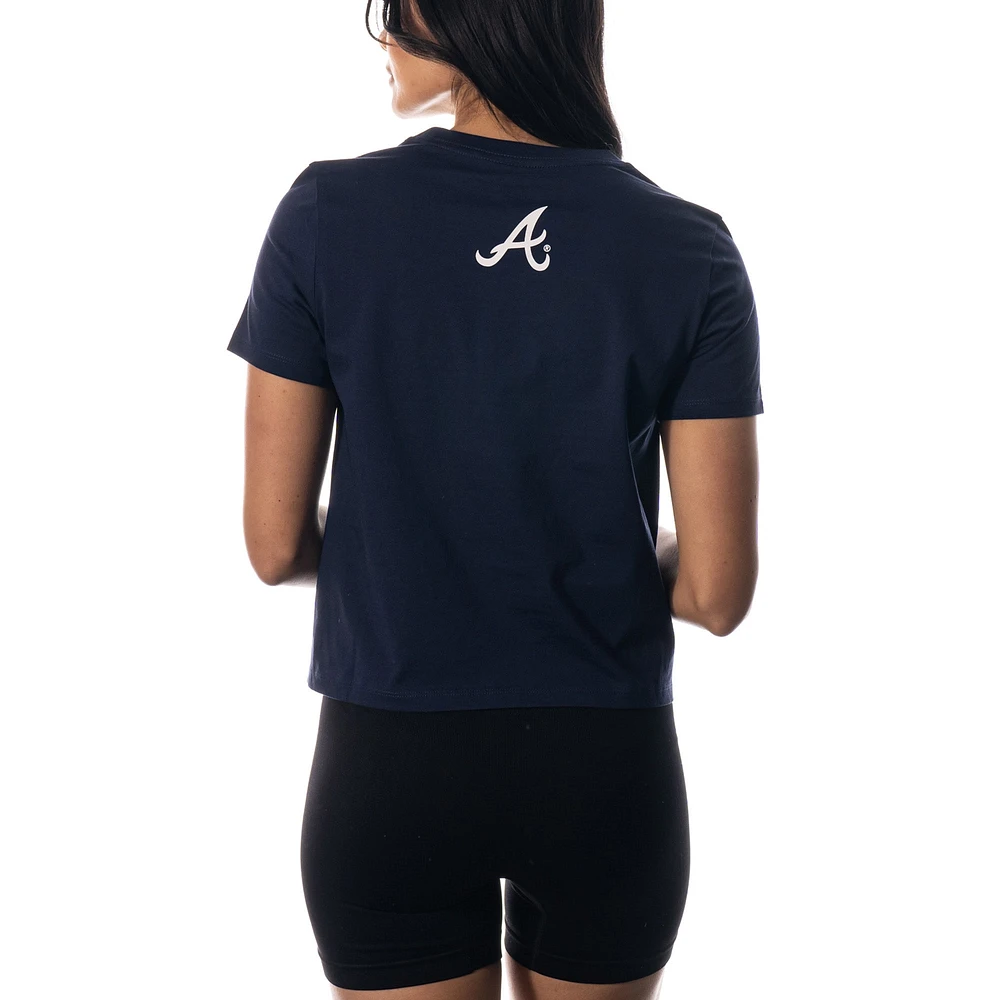 Women's The Wild Collective Navy Atlanta Braves Twist Front T-Shirt