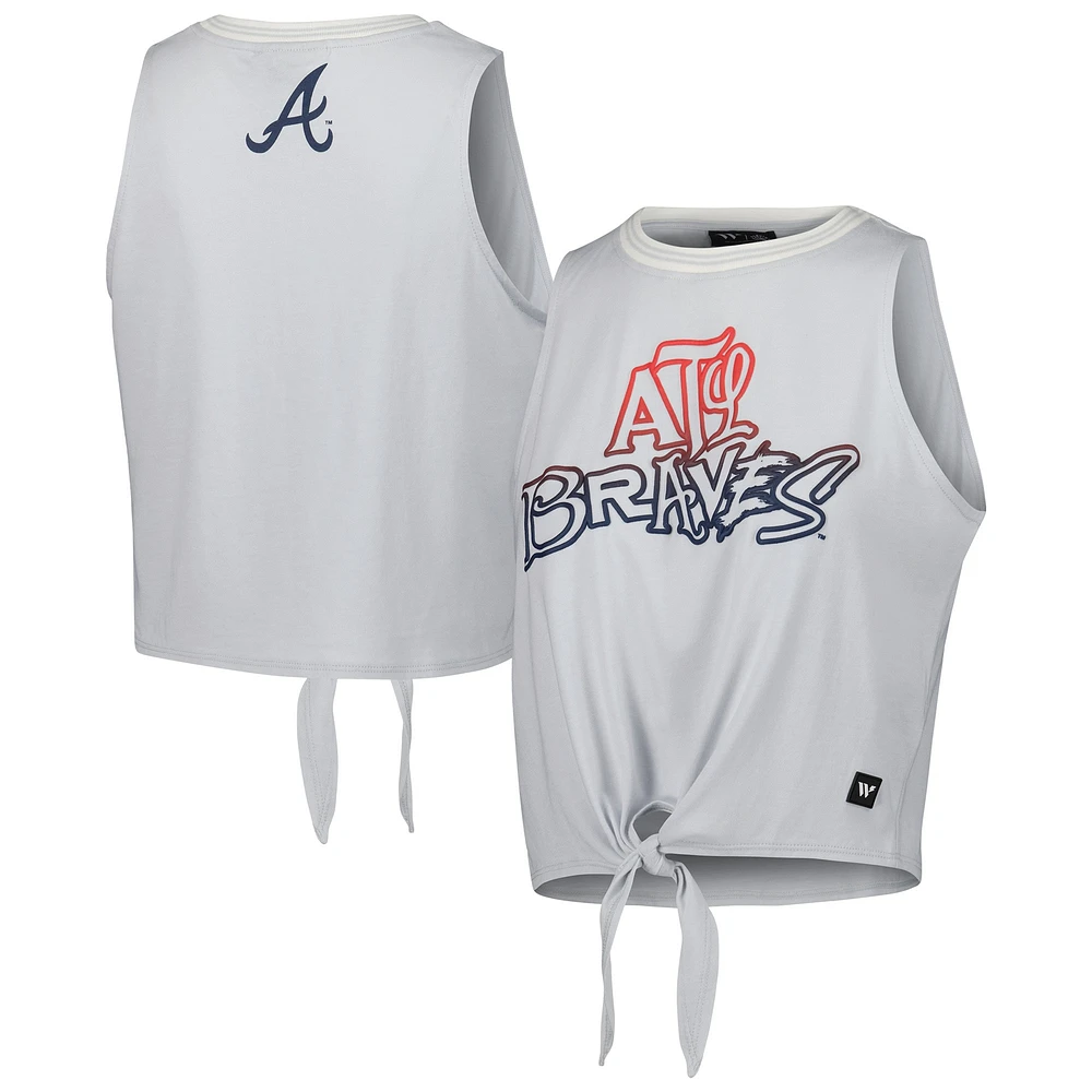 Women's The Wild Collective White Atlanta Braves Twisted Tie Front Tank Top