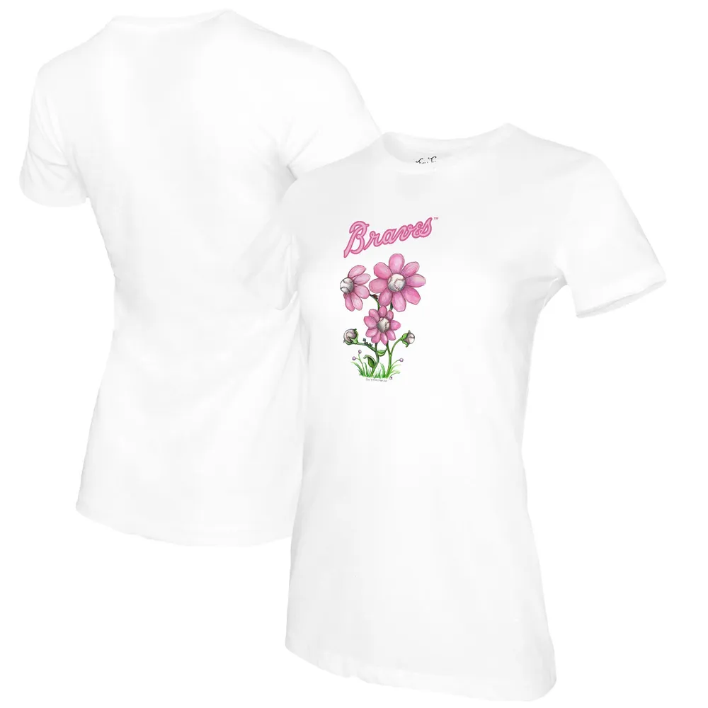 Women's Tiny Turnip White Atlanta Braves Baseball Babes T-Shirt Size: Small