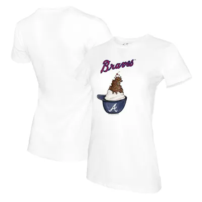 Atlanta Braves New Era Women's Team Stripe T-Shirt - Navy