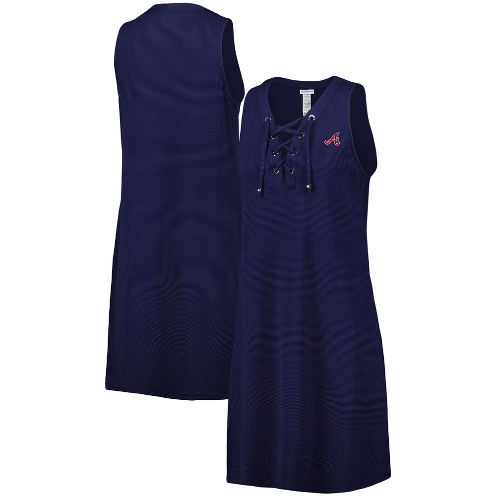 Robe de spa à lacets Tommy Bahama Navy Atlanta Braves Island Cays pour femme