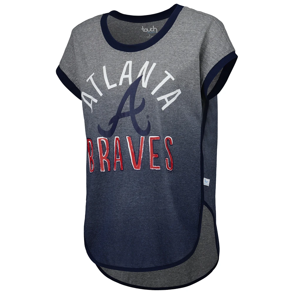 T-shirt sans manches tri-mélange Home Run Atlanta Braves Touch gris/bleu marine pour femme