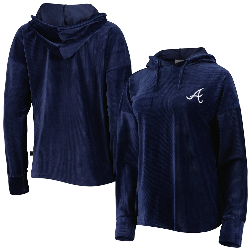 Sweat à capuche End Line des Atlanta Braves Touch bleu marine pour femme