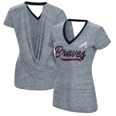 Atlanta Braves Touch Women's Halftime Back Wrap Top V-Neck T-Shirt - Navy