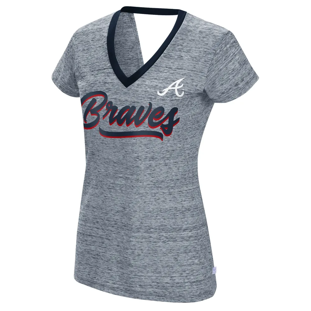 Haut cache-cœur à encolure en V pour femme des Braves d'Atlanta Touch bleu marine - T-shirt