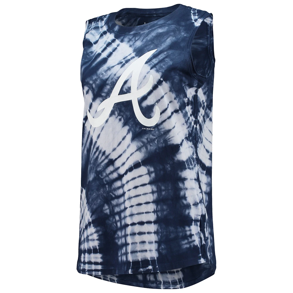 Débardeur tie-dye Touch bleu marine Atlanta Braves Money Ball pour femme