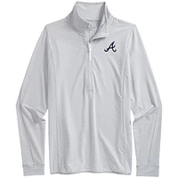 Haut à demi-zip microstripes Sankaty des Atlanta Braves Vineyard Vines gris chiné/blanc pour femmes