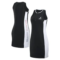 Women's WEAR by Erin Andrews Black Atlanta Braves Color Block Quarter-Zip Sleeveless Dress