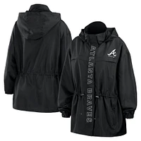 Women's WEAR by Erin Andrews Black Atlanta Braves Full-Zip Windbreaker Hoodie Jacket