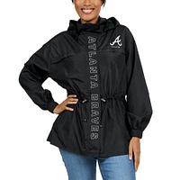 Women's WEAR by Erin Andrews Black Atlanta Braves Full-Zip Windbreaker Hoodie Jacket