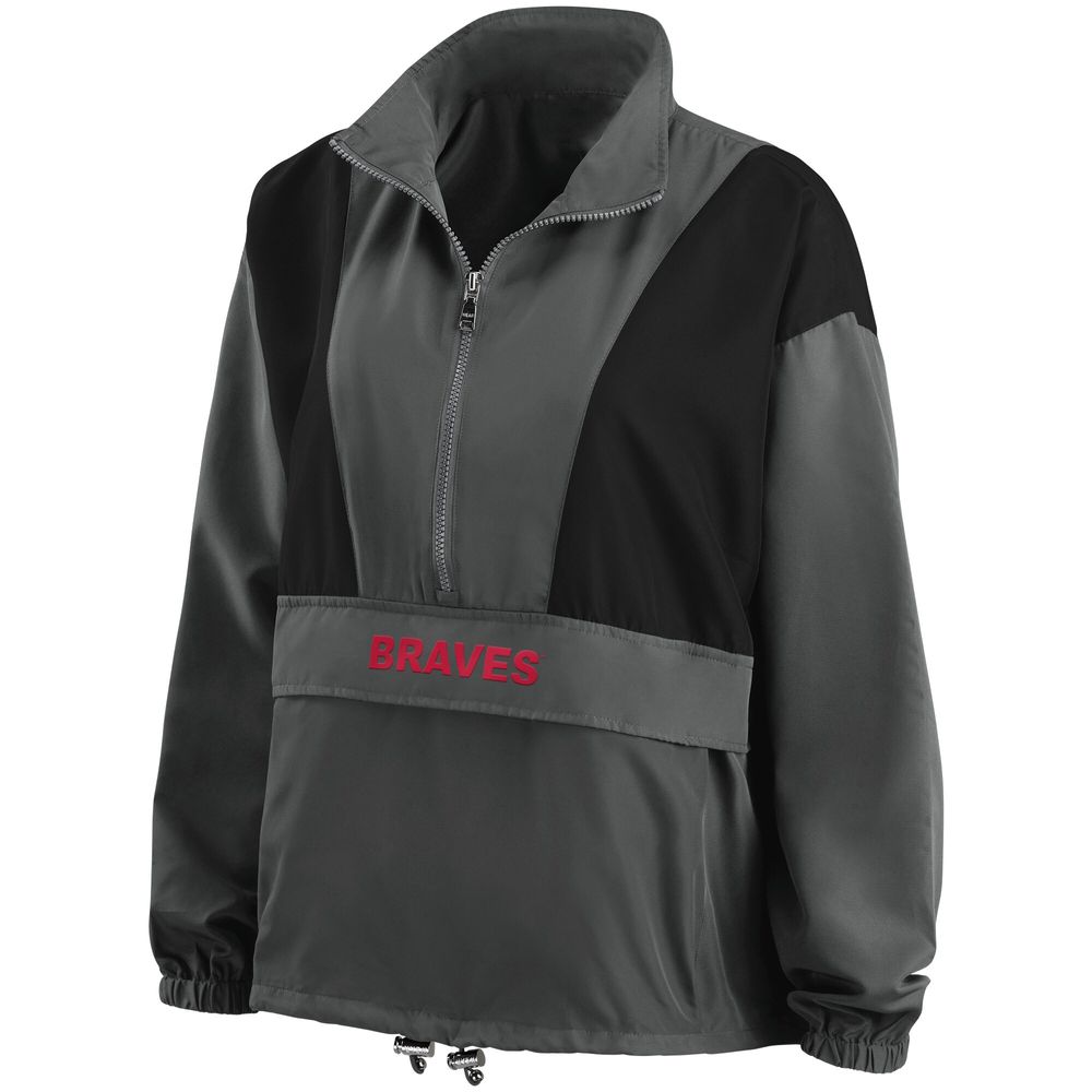 Women's WEAR by Erin Andrews Charcoal Atlanta Braves Packable Half-Zip Jacket