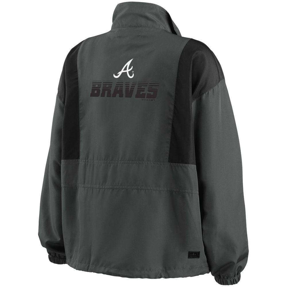 Women's WEAR by Erin Andrews Charcoal Atlanta Braves Packable Half-Zip Jacket