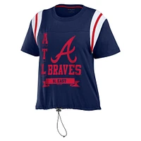 Women's WEAR by Erin Andrews Navy Atlanta Braves Cinched Colorblock T-Shirt