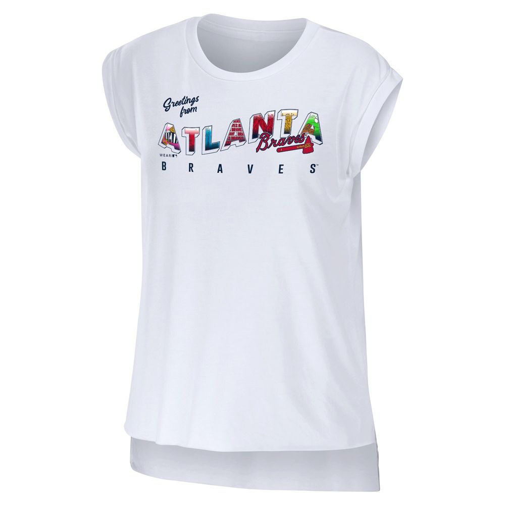 Women's WEAR by Erin Andrews White Atlanta Braves Greetings From T-Shirt