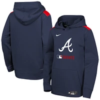 Sweat à capuche Nike bleu marine Atlanta Braves Authentic Collection Performance pour jeunes