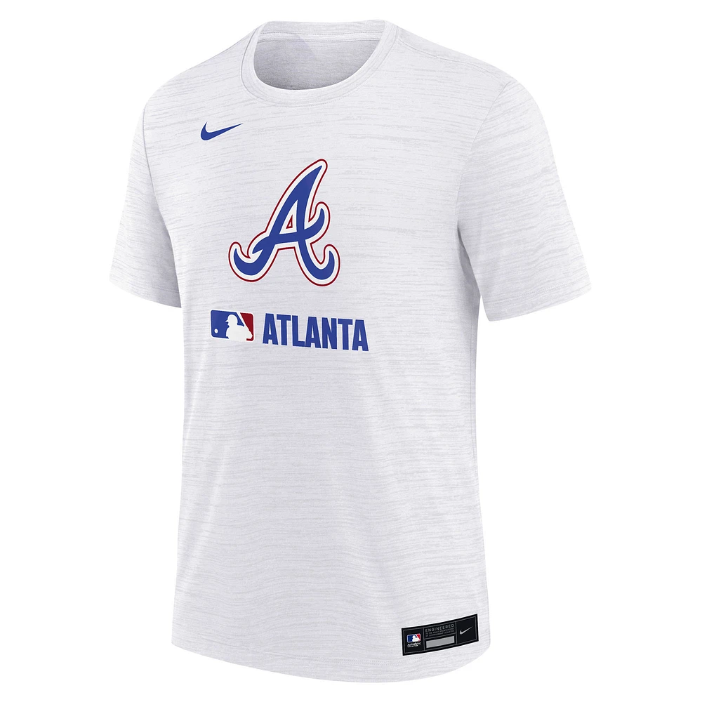 T-shirt Nike blanc Atlanta Braves Authentic Collection City Connect Velocity Performance pour jeunes