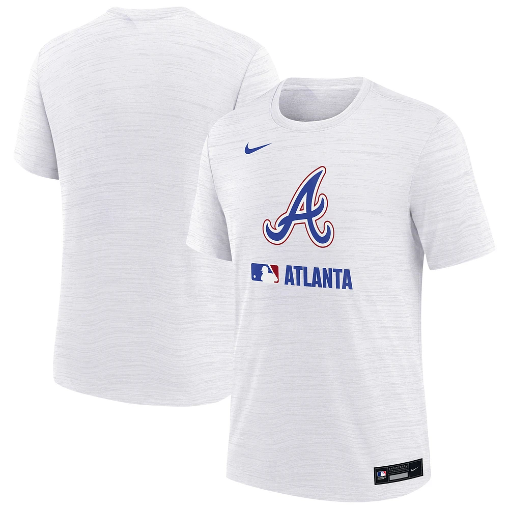 T-shirt Nike blanc Atlanta Braves Authentic Collection City Connect Velocity Performance pour jeunes