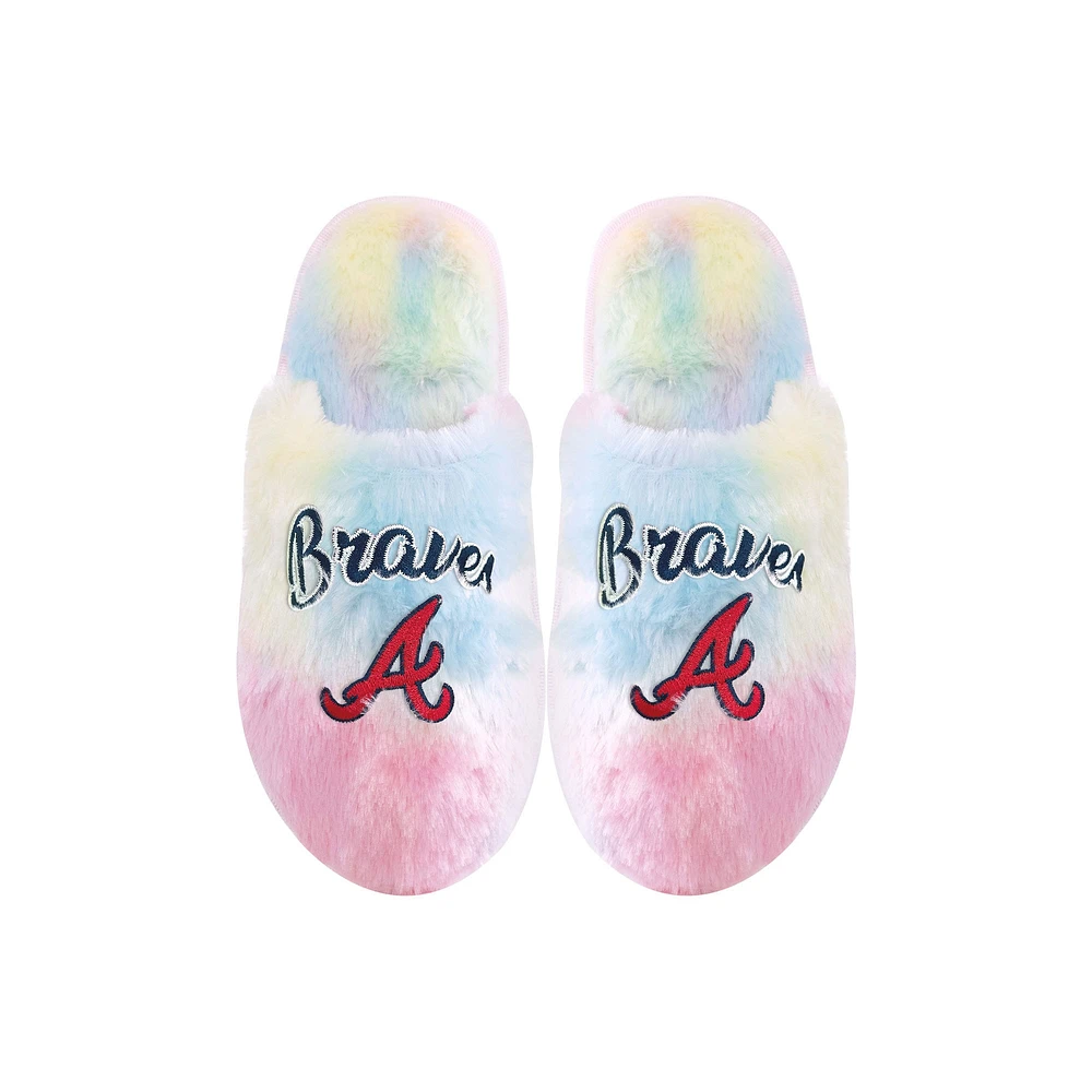 Youth FOCO Atlanta Braves Rainbow Script Slippers