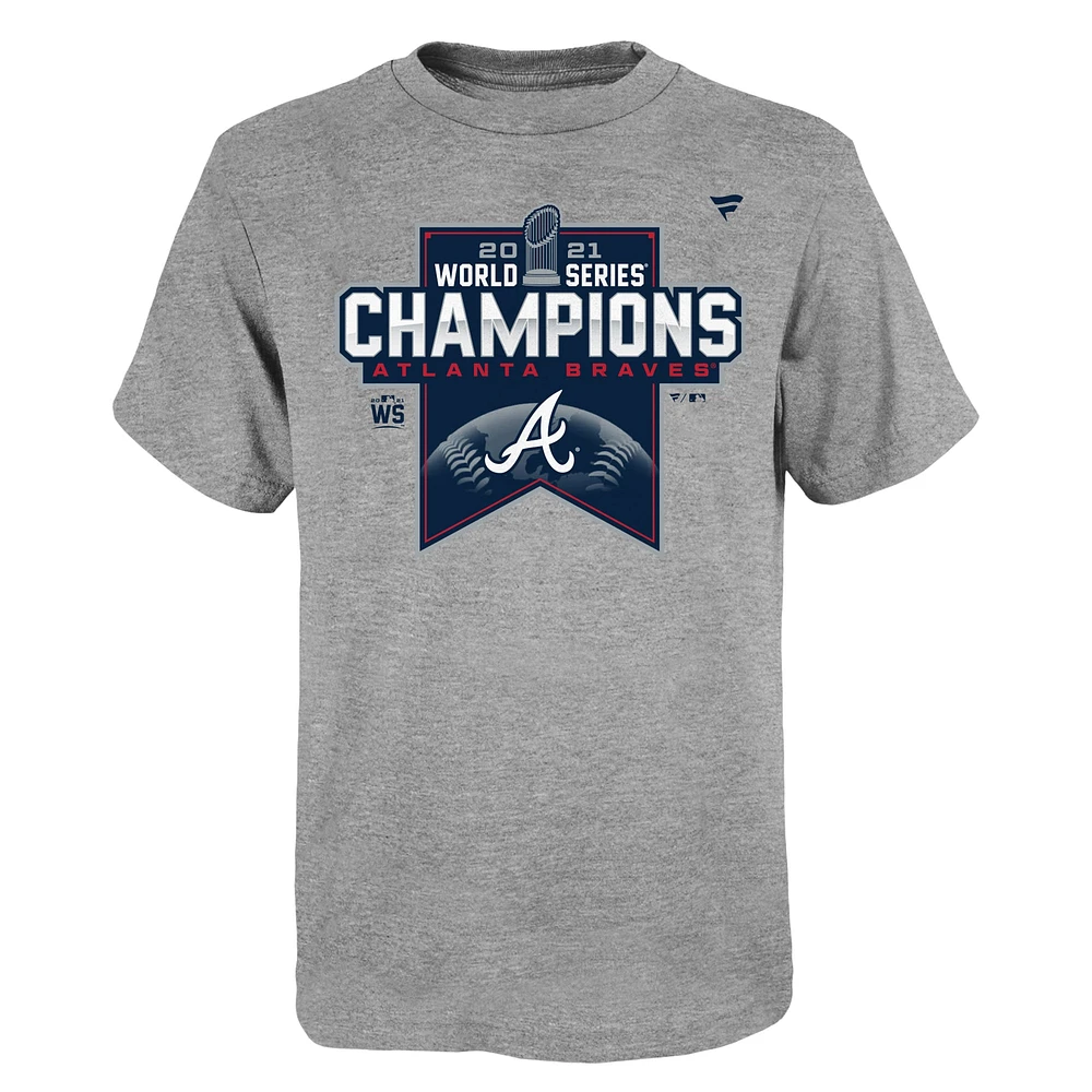 Youth Heathered Gray Atlanta Braves 2021 World Series Champions Locker Room T-Shirt