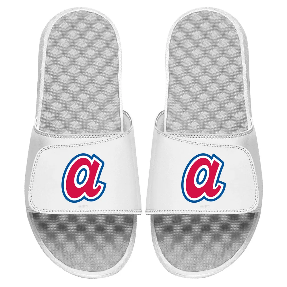 Lids Atlanta Braves ISlide Youth Cooperstown Logo Slide Sandals - White