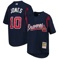 Mitchell & Ness Chipper Jones Navy Atlanta Braves Cooperstown Collection Maillot d'entraînement au bâton en maille