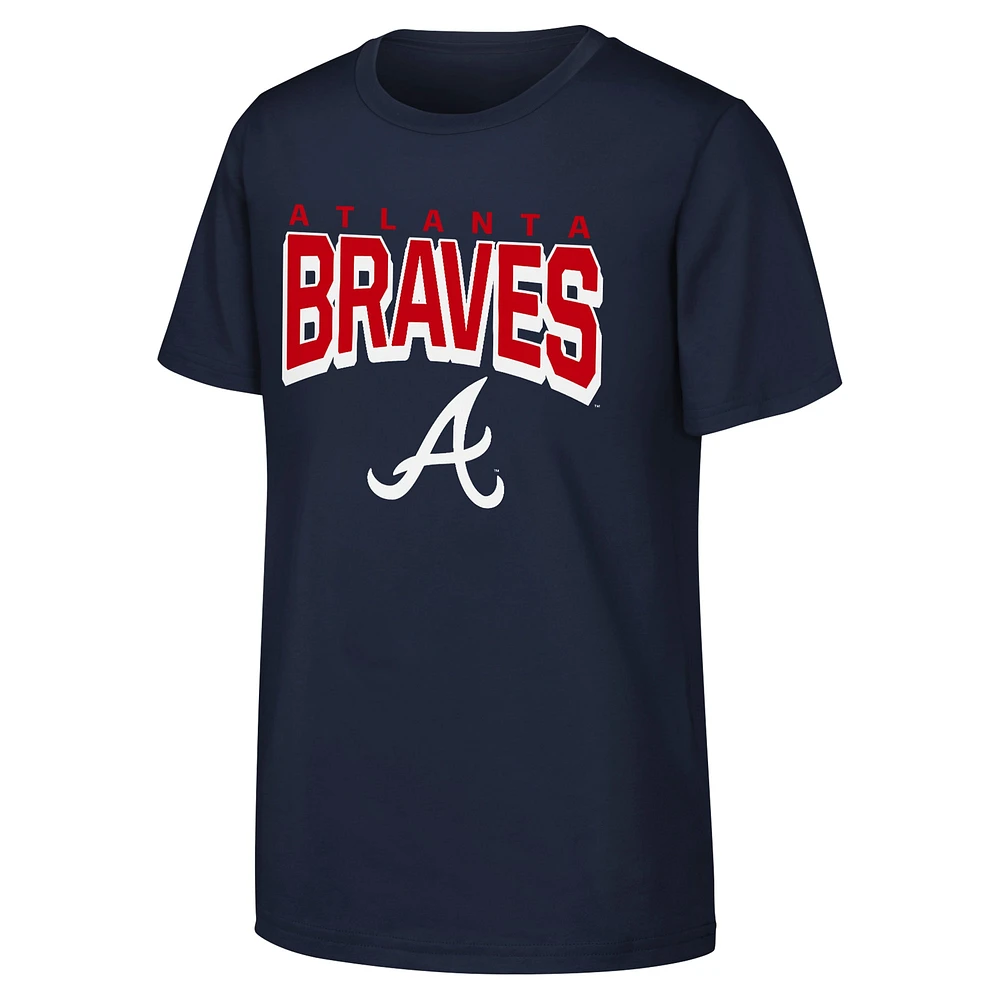 Youth  Navy Atlanta Braves On The Block T-Shirt