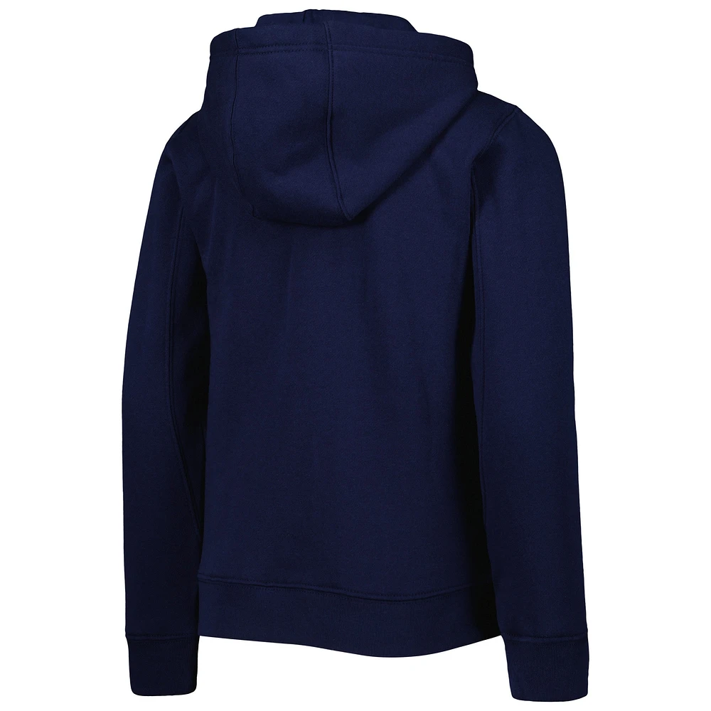 Youth Navy Atlanta Braves Wordmark Full-Zip Fleece Hoodie