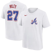 Youth Nike Austin Riley White Atlanta Braves Fuse City Connect Name & Number T-Shirt