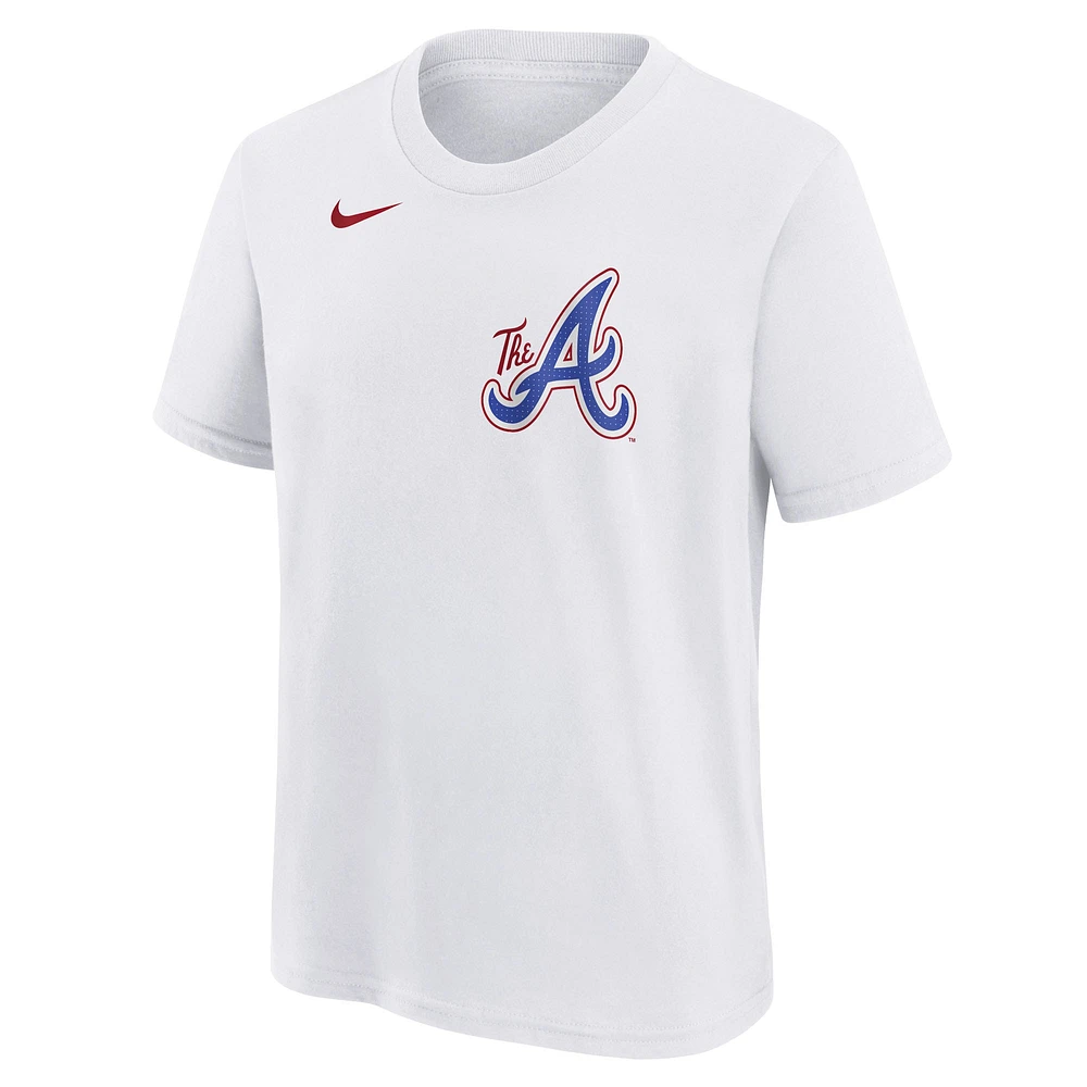 Youth Nike Austin Riley White Atlanta Braves Fuse City Connect Name & Number T-Shirt