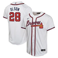 Maillot de joueur Nike Matt Olson pour jeunes des Braves d'Atlanta, blanc