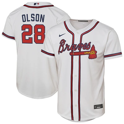 Maillot de joueur Nike Matt Olson blanc Atlanta Braves Home Replica 2.0 pour jeune