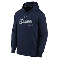 Sweat à capuche Nike Atlanta Braves Authentic Collection Performance pour enfant, bleu marine