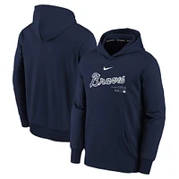 Sweat à capuche Nike Atlanta Braves Authentic Collection Performance pour enfant, bleu marine