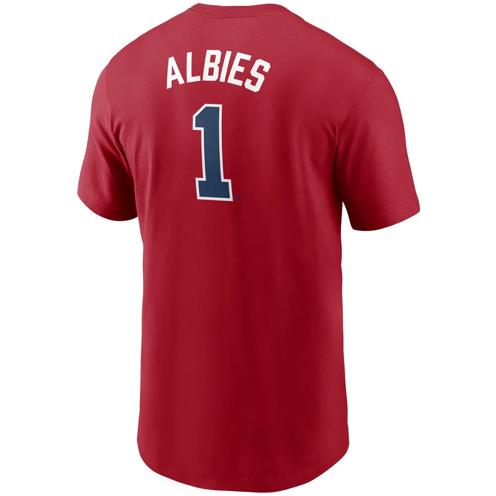 Youth Nike Ozzie Albies Red Atlanta Braves Player Name & Number T