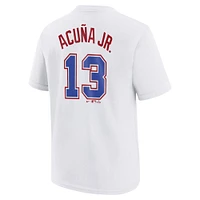 Youth Nike Ronald Acuña Jr. White Atlanta Braves Fuse City Connect Name & Number T-Shirt