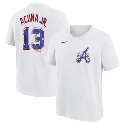 Youth Nike Ronald Acuña Jr. White Atlanta Braves Fuse City Connect Name & Number T-Shirt