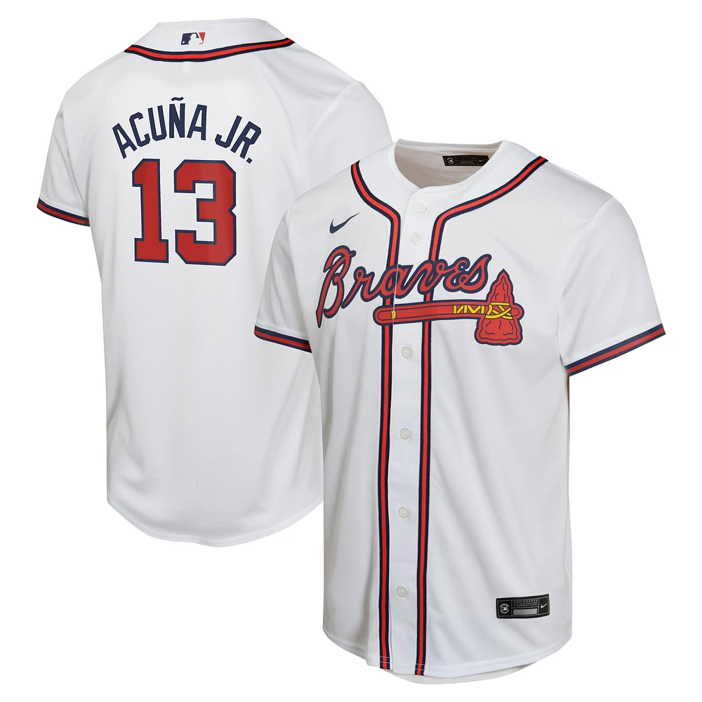 Maillot Nike Ronald Acuña Jr. pour jeune joueur des Braves d'Atlanta, blanc, le match à domicile