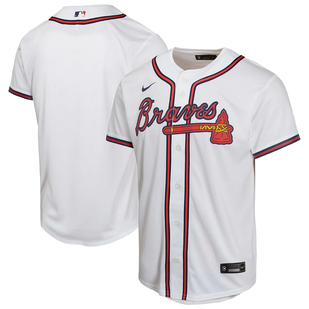 Maillot de match à domicile Nike blanc des Braves d'Atlanta pour jeunes