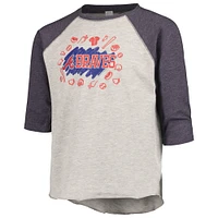 Youth Soft as a Grape Heather Gray Atlanta Braves Raglan 3/4 Sleeve T-Shirt