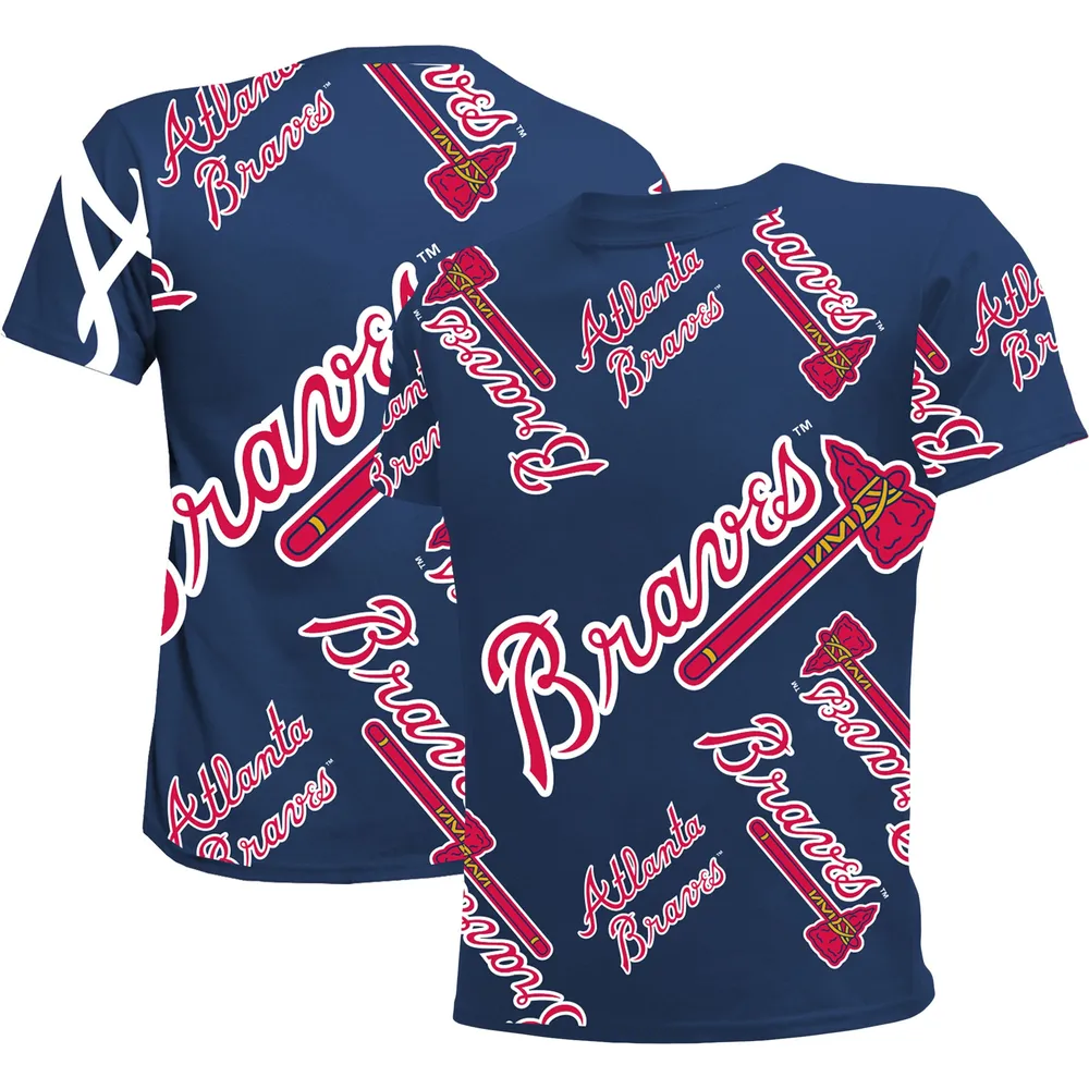 Lids Atlanta Braves Stitches Youth Allover Team T-Shirt - Navy