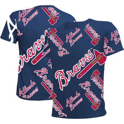 Men's Stitches Navy Atlanta Braves Spider Tie-Dye T-Shirt