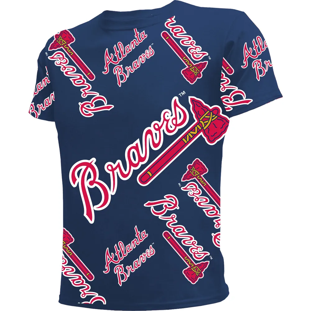 Youth Stitches Navy Atlanta Braves Allover Team T-Shirt