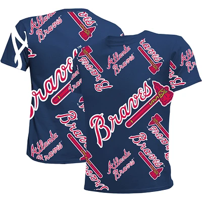 T-shirt Stitches Atlanta Braves bleu marine Allover Team pour jeune