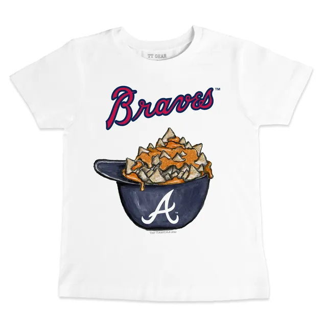 Women's Tiny Turnip White Atlanta Braves Mom T-Shirt Size: Small