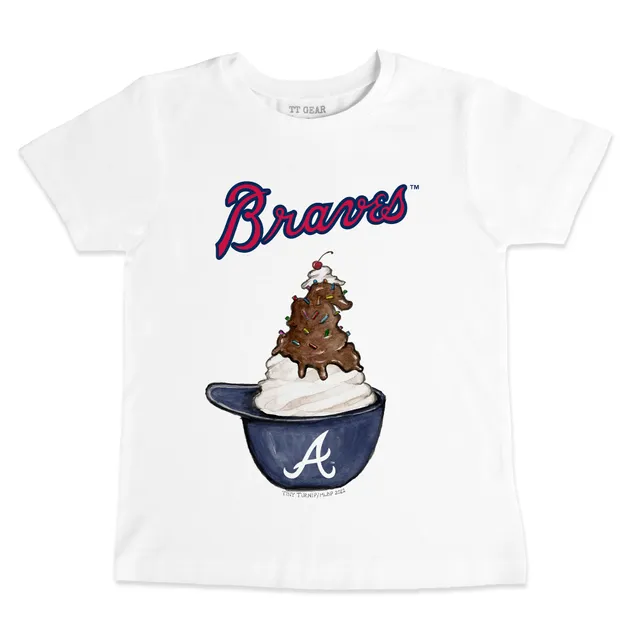 Youth Tiny Turnip White Atlanta Braves Girl Teddy T-Shirt Size: Medium