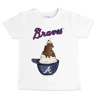 Atlanta Braves New Era Girls Youth Flip Sequin Team V-Neck T-Shirt - Navy