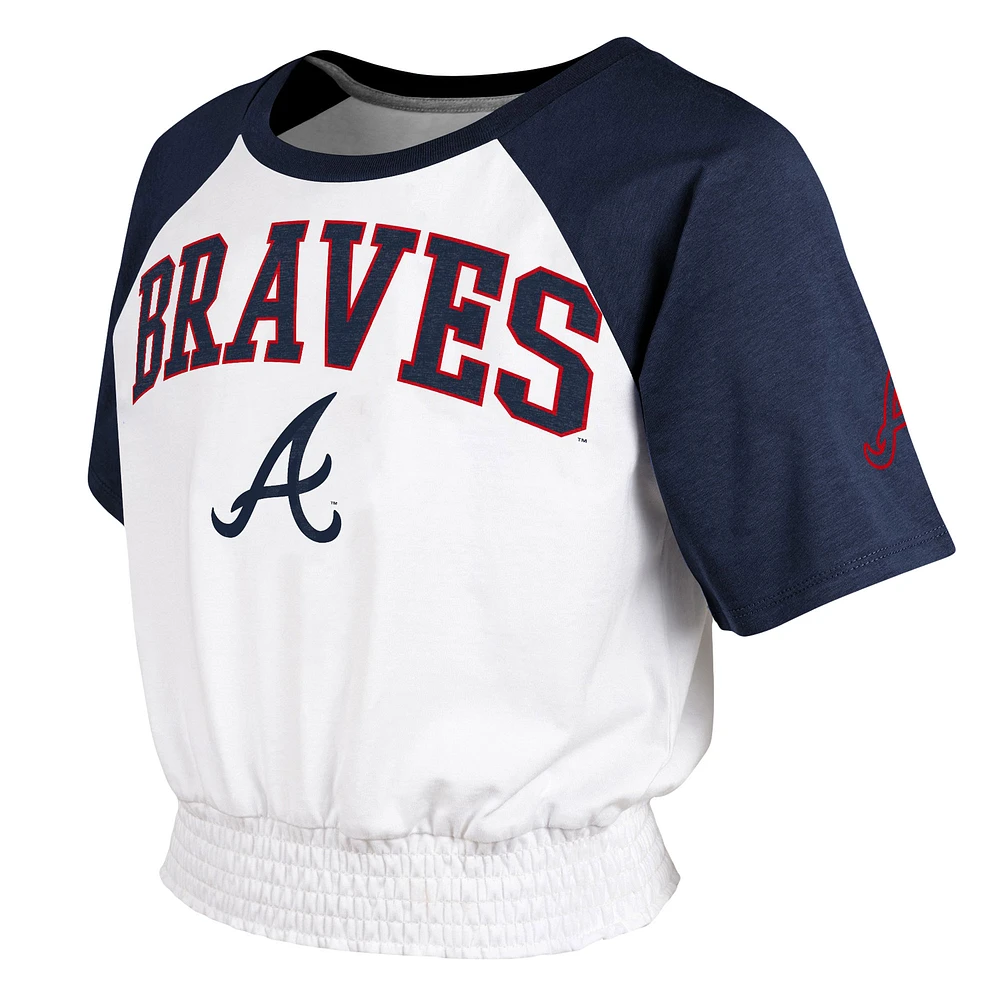 Youth White Atlanta Braves On Base Fashion Raglan T-Shirt